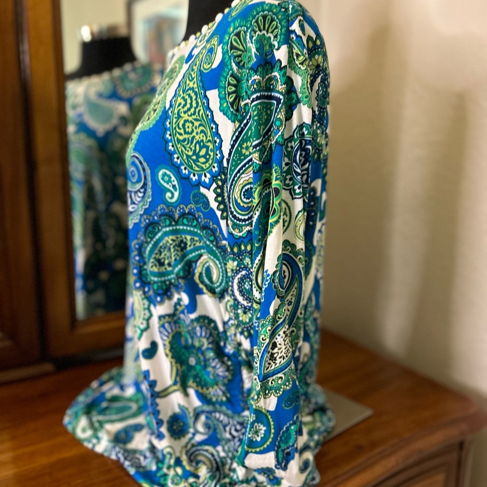 Ruby Rd. blue and green Paisley top. Size XL. NWOTGS. - Picture 3 of 5